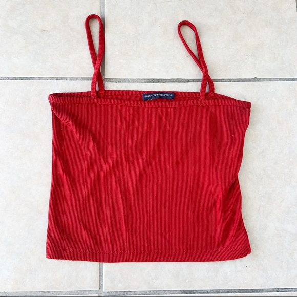 Brandy Melville Tops - Brandy Melville Straight Neck Tank Top - Red